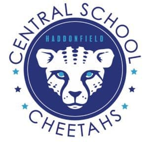 Central School Logo featuring a Cheetah. Says Haddonfield above the head of a cheetah
